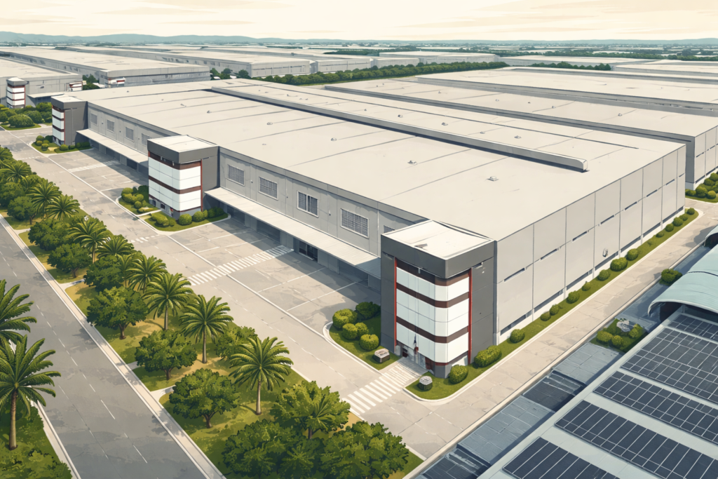 Modern factory in Vietnam representing 2026 sourcing strategies with ESG-focused and high-efficiency manufacturing